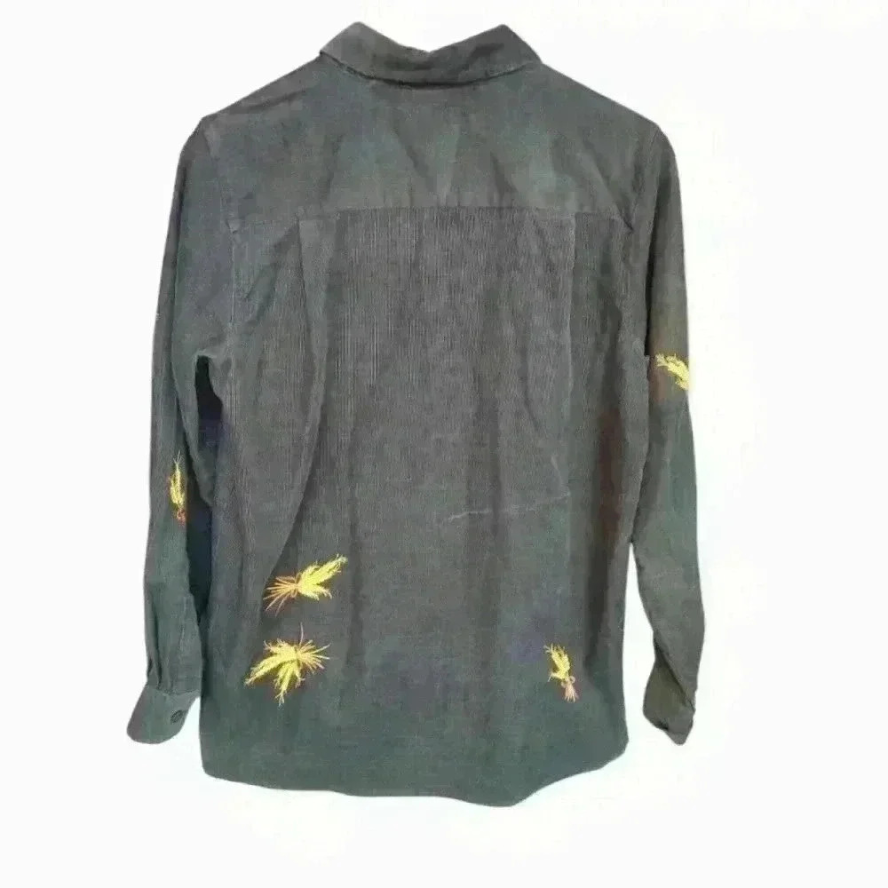 Quacker Factory Dark Green Corduroy Button-Down S… - image 3